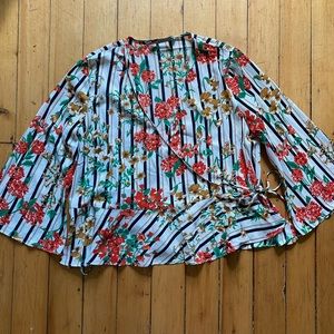 ZARA 70s Wrap Top with Tie Size Medium